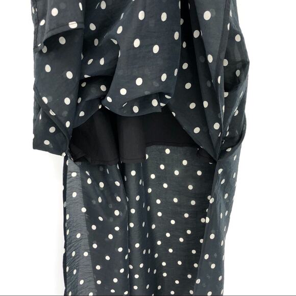 URBAN REVIVO Polka Dot Midi Dress Black White 4 - Picture 4 of 10